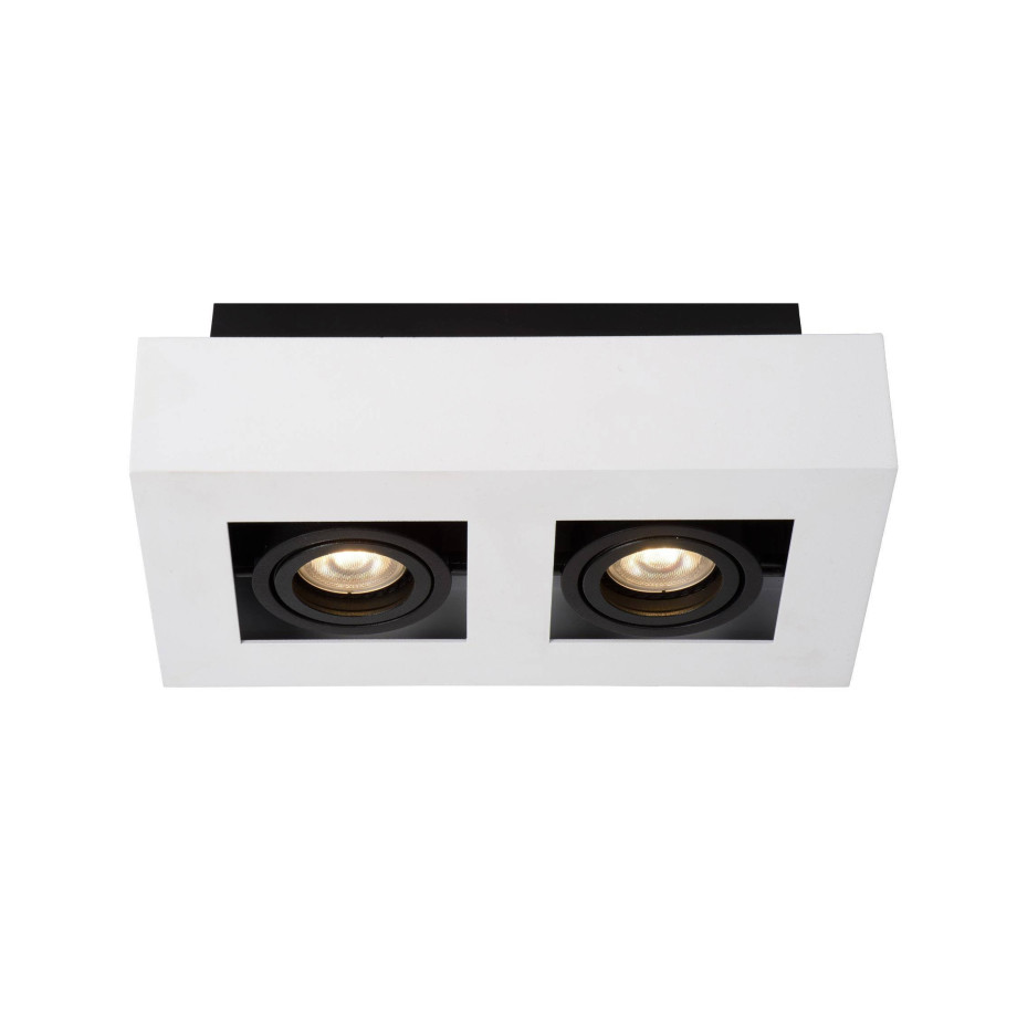 Lucide XIRAX - Plafondspot - LED Dim to warm - GU10 - 2x5W 2200K/3000K - Wit afbeelding 