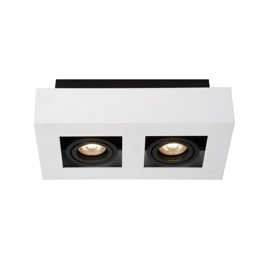 Lucide XIRAX - Plafondspot - LED Dim to warm - GU10 - 2x5W 2200K/3000K - Wit Lucide XIRAX - Plafondspot - LED Dim to warm - GU10 - 2x5W 2200K/3000K - Wit afbeelding
