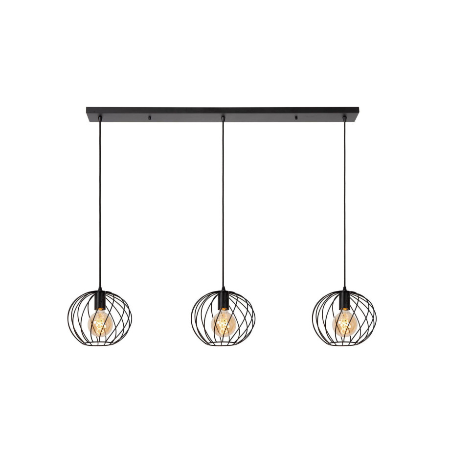 Lucide DANZA - Hanglamp - 3xE27 - Zwart afbeelding 