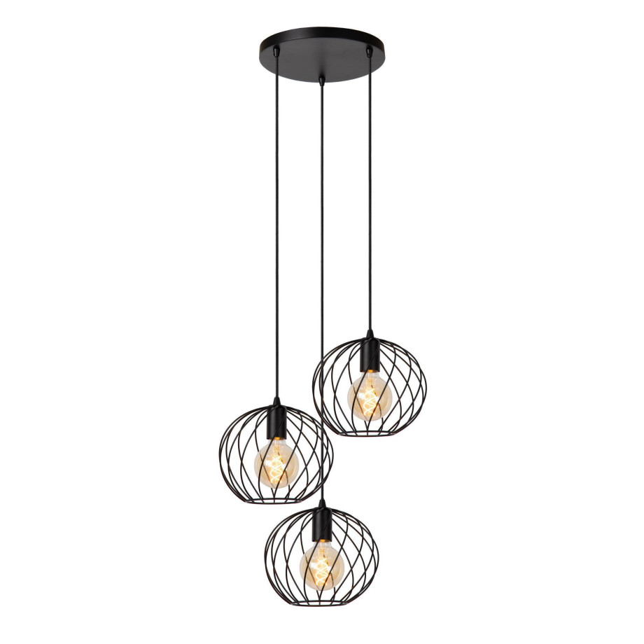 Lucide DANZA - Hanglamp - Ø 50 cm - 3xE27 - Zwart afbeelding 