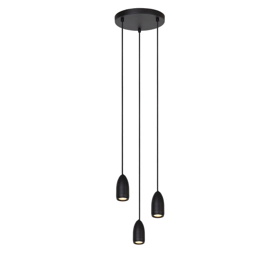 Lucide EVORA - Hanglamp - Ø 25 cm - 3xGU10 - Zwart afbeelding 