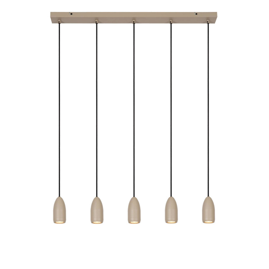 Lucide EVORA - Hanglamp - Ø 10 cm - 5xGU10 - Taupe afbeelding 