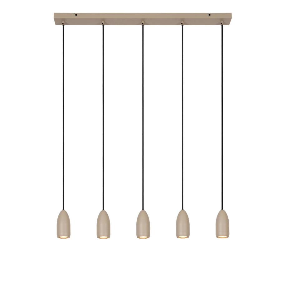 Lucide EVORA - Hanglamp - Ø 10 cm - 5xGU10 - Taupe afbeelding 