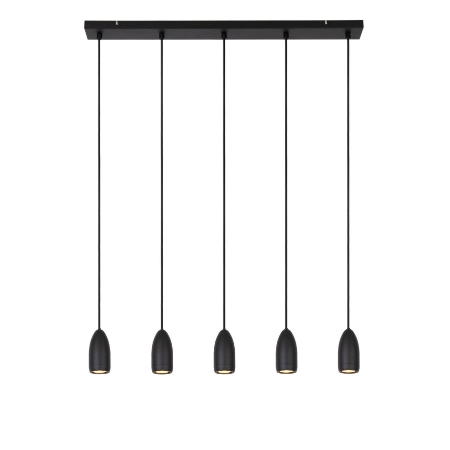 Lucide EVORA - Hanglamp - Ø 10 cm - 5xGU10 - Zwart afbeelding 