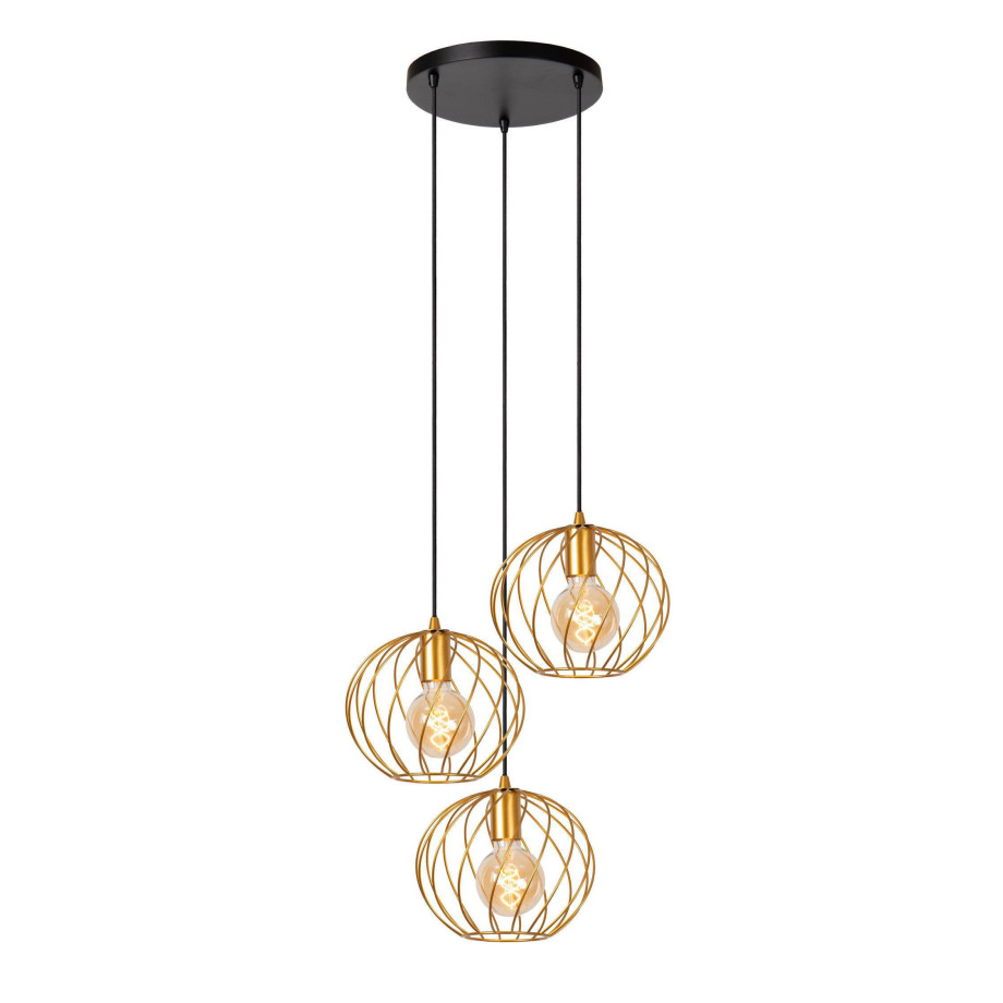 Lucide DANZA - Hanglamp - Ø 50 cm - 3xE27 - Mat Goud / Messing afbeelding 