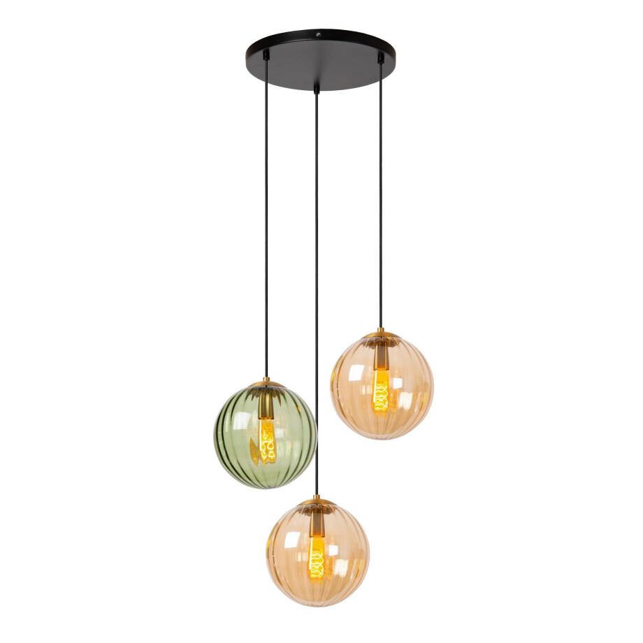 Lucide MONSARAZ - Hanglamp - Ø 35 cm - 3xE27 - Groen afbeelding 
