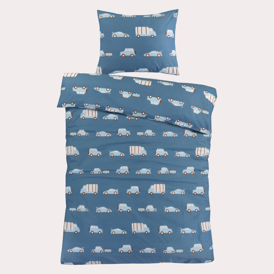 NOUS Kids katoenen dekbedovertrek kinder auto's blauw (120x150 cm) NOUS Kids katoenen dekbedovertrek kinder auto's blauw (120x150 cm) afbeelding