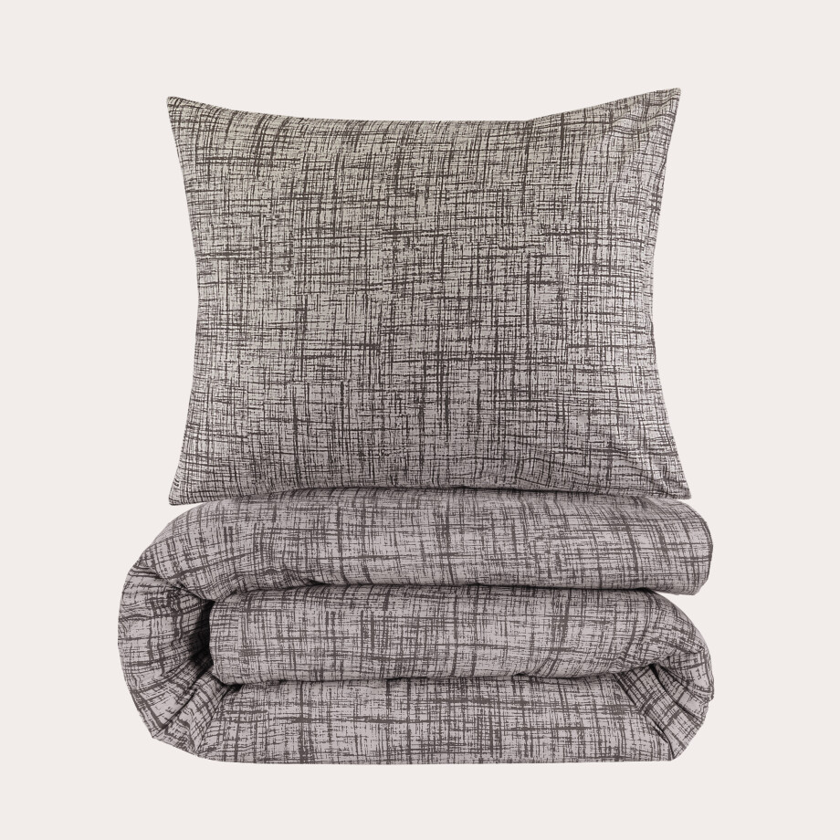 NOUS Living katoenen dekbedovertrek 1-persoons grijs (140x220 cm) afbeelding 