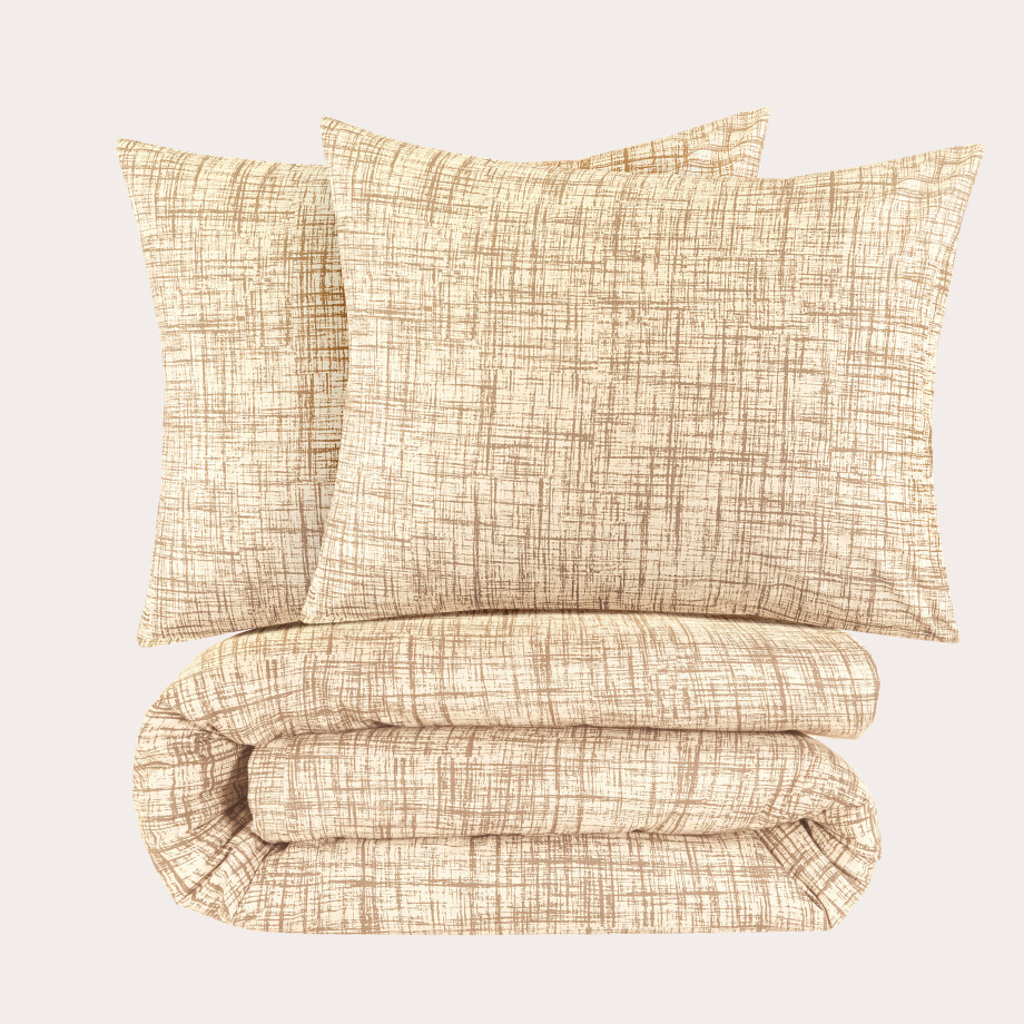 NOUS Living katoenen dekbedovertrek 2-persoons beige (200x220 cm) afbeelding 