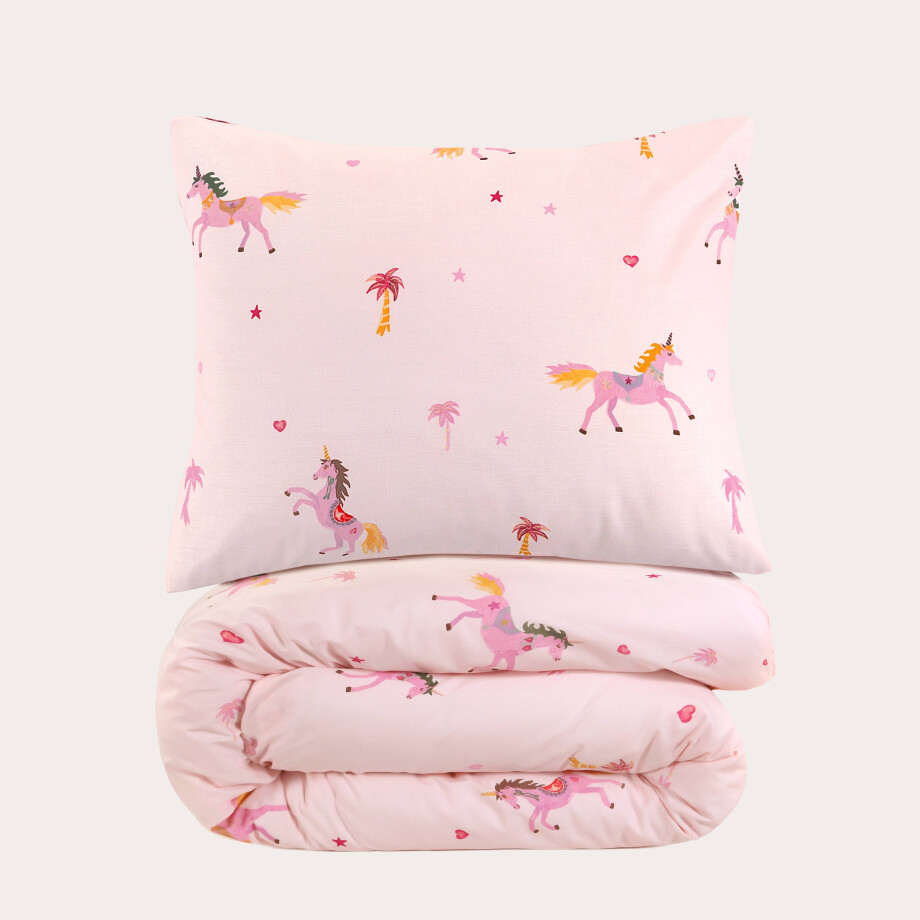 NOUS Kids katoenen dekbedovertrek 1-persoons unicorn circus (140x200 cm) (roze) NOUS Kids katoenen dekbedovertrek 1-persoons unicorn circus (140x200 cm) (roze) afbeelding