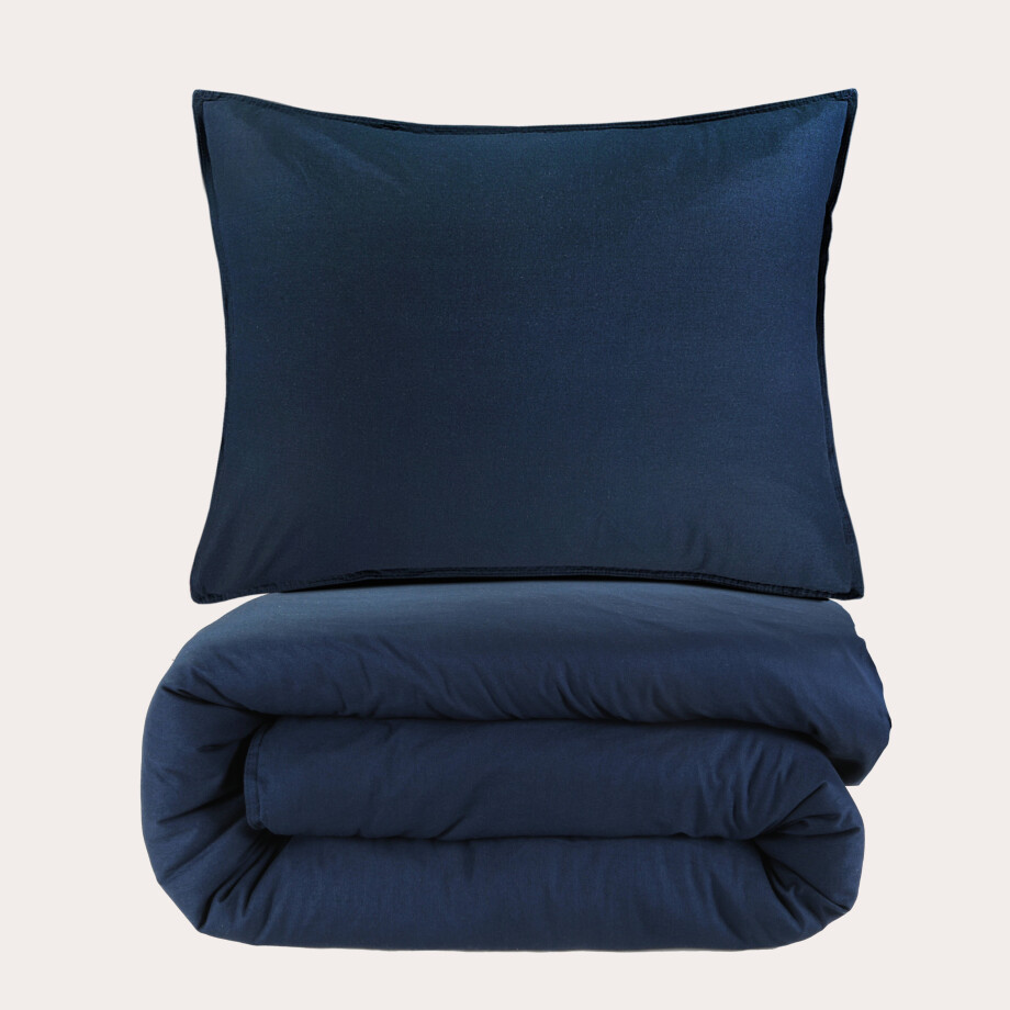 NOUS Living stonewashed dekbedovertrek 1-persoons blauw (140x200/220 cm) afbeelding 