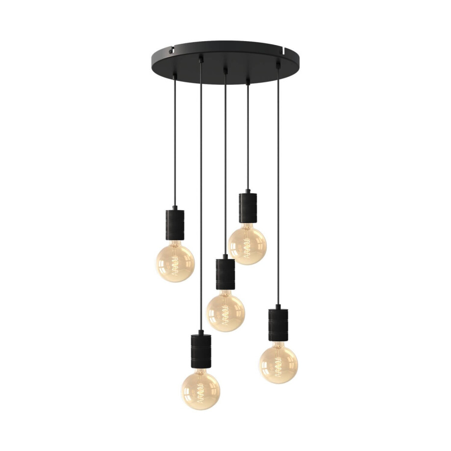 Calex hanglamp Rond - 5x E27 - 50m - Zwart Calex hanglamp Rond - 5x E27 - 50m - Zwart afbeelding