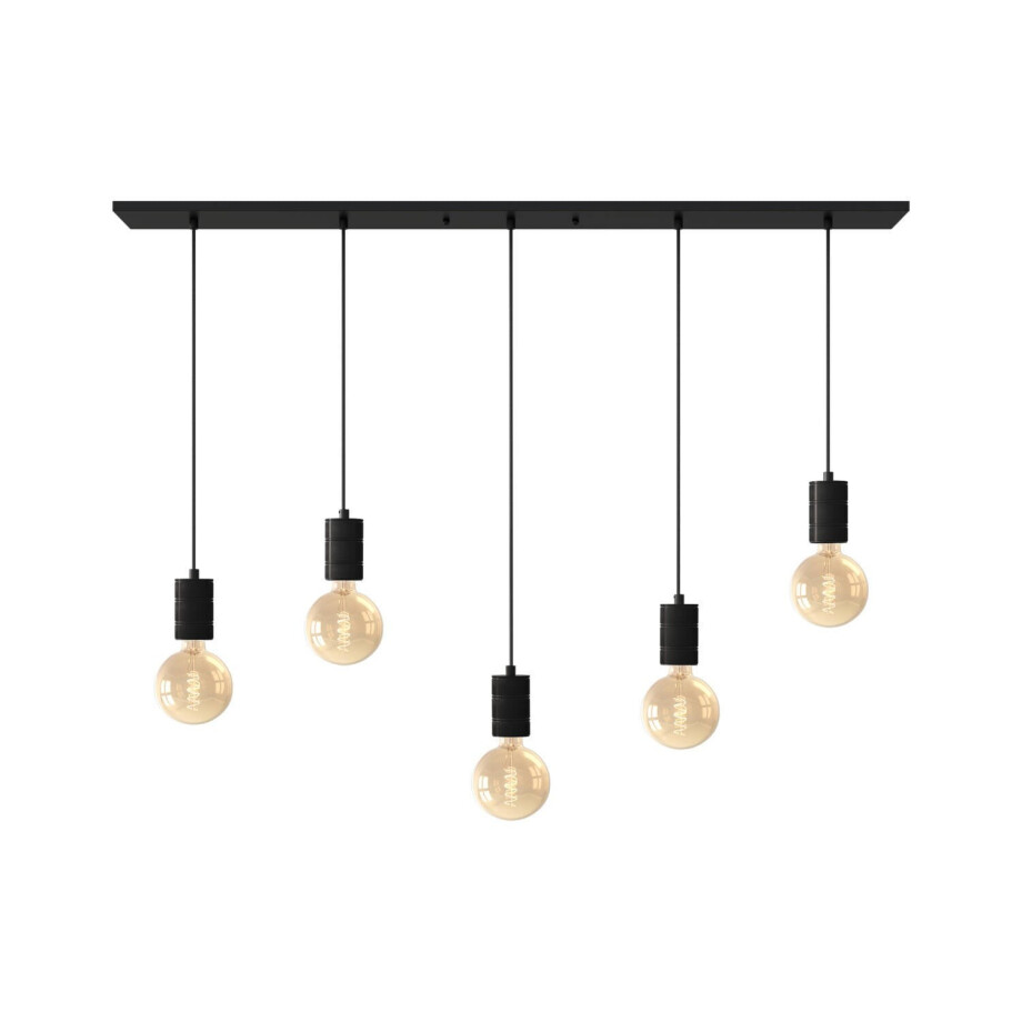 Calex hanglamp Rechthoek - 5x E27 - 14x130cm - Zwart Calex hanglamp Rechthoek - 5x E27 - 14x130cm - Zwart afbeelding