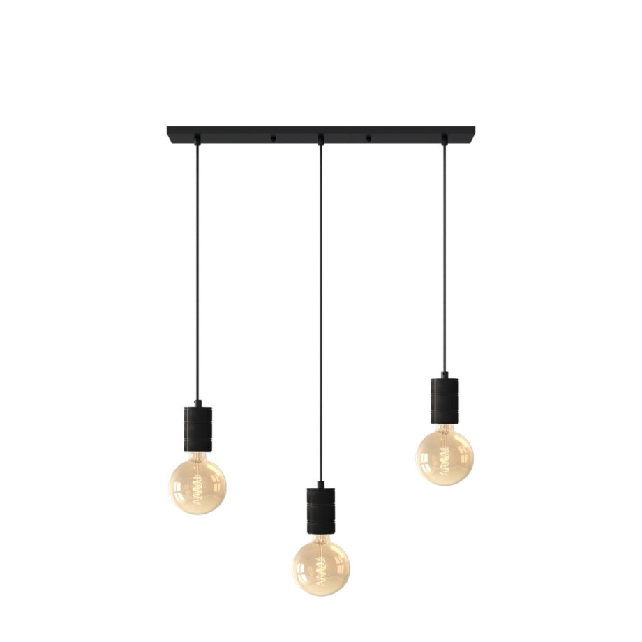 Calex hanglamp Rechthoek - 3x E27 - 10x70cm - Zwart Calex hanglamp Rechthoek - 3x E27 - 10x70cm - Zwart afbeelding