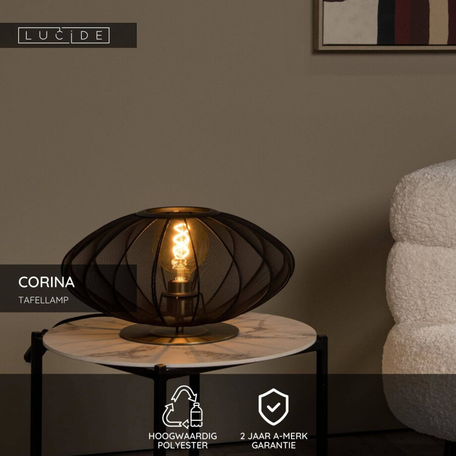 Lucide CORINA - Tafellamp - Ø 40 cm - 1xE27 - Zwart Lucide CORINA - Tafellamp - Ø 40 cm - 1xE27 - Zwart afbeelding