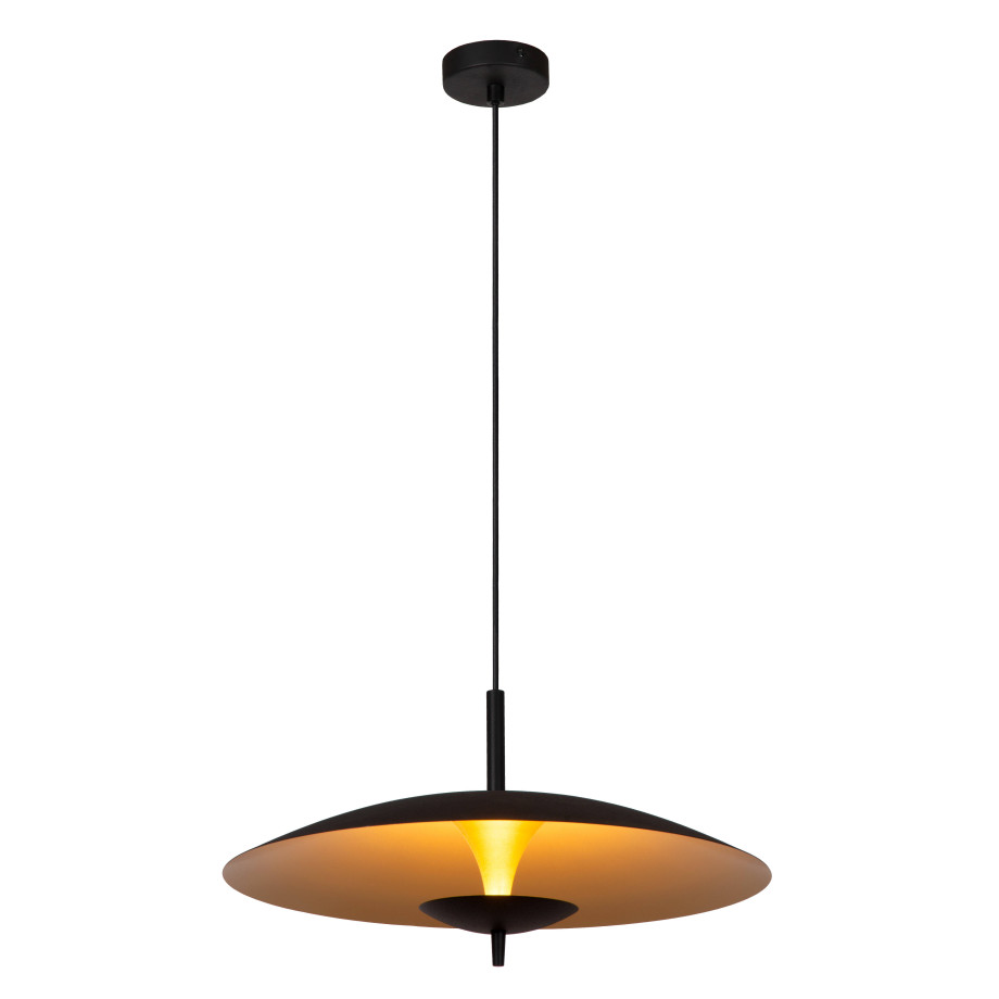 Lucide VULCAN - Hanglamp - Ø 47 cm - LED Dimb. - 1x9W 3000K - Zwart afbeelding 