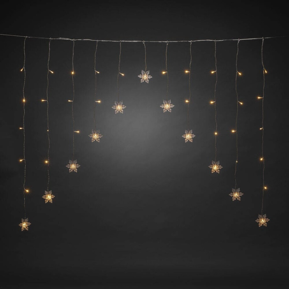 Konstsmide LED lichtgordijn sneeuwvlok transparant/warmwit - 140x120 cm - 41 L - buiten - met stekker Konstsmide LED lichtgordijn sneeuwvlok transparant/warmwit - 140x120 cm - 41 L - buiten - met stekker afbeelding