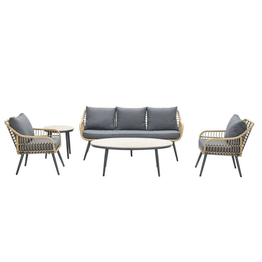 Garden Impressions Margriet loungeset 5-dlg - grijs/bruin Garden Impressions Margriet loungeset 5-dlg - grijs/bruin afbeelding