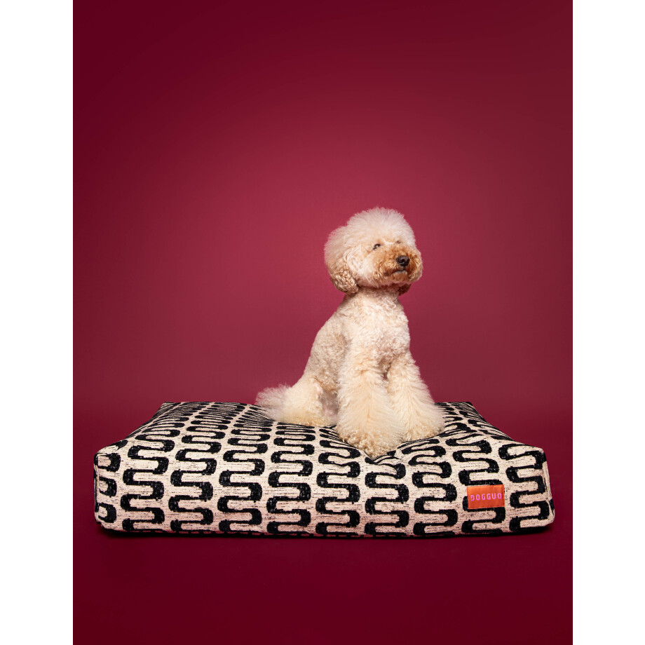 Dogguo hondenkussen RETRO-WAVE-BED-BEIGE/BLACK-M afbeelding 