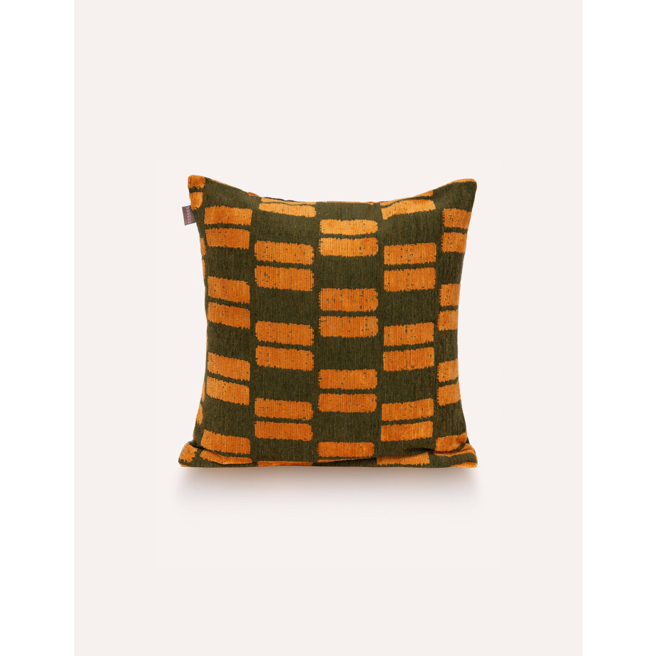 Dogguo sierkussen RETRO-BLOCK-CUSHION-GREEN/ORANGE (50x50 cm) afbeelding 