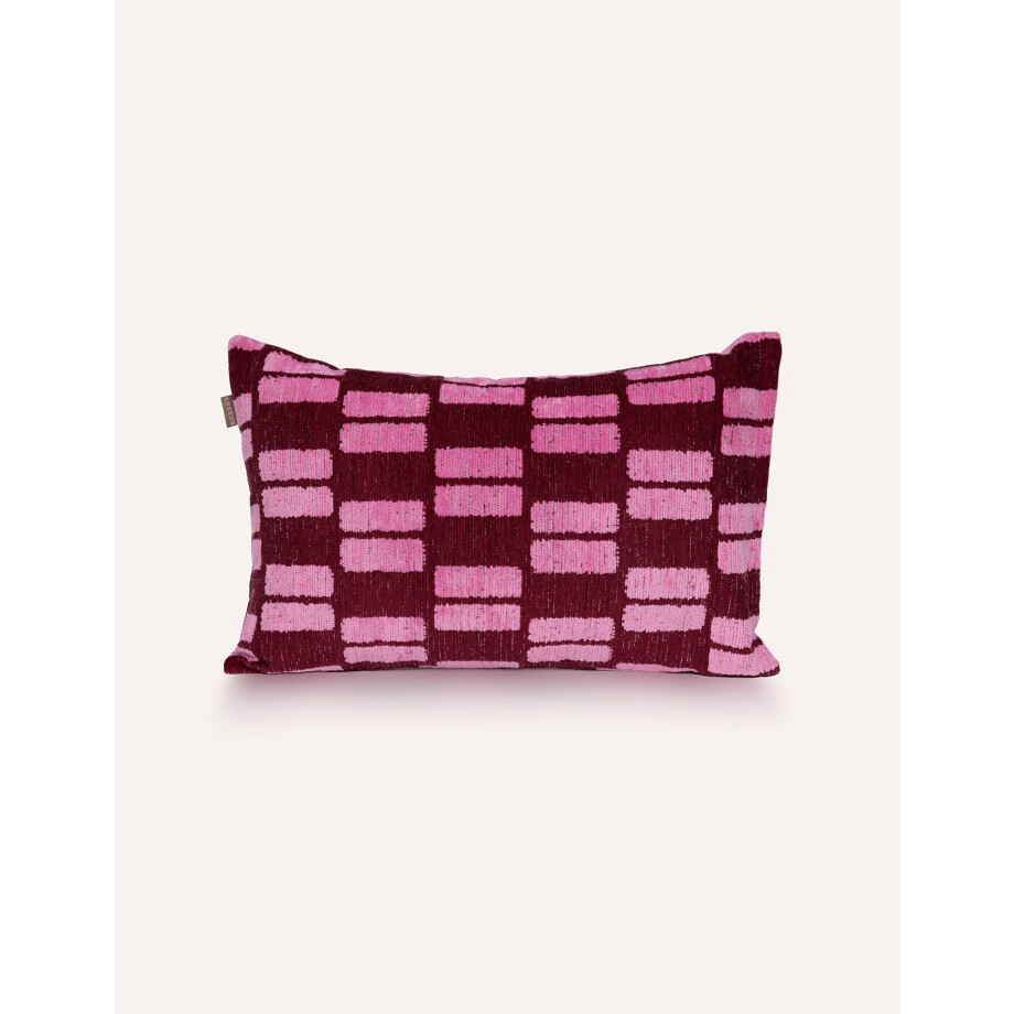Dogguo sierkussen RETRO-BLOCK-CUSHION-BORDEAUX/PINK (60x40 cm) afbeelding 
