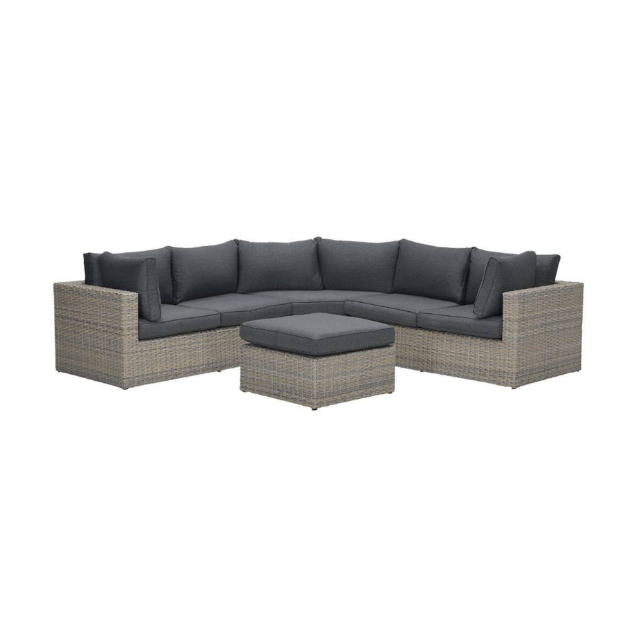 Garden Impressions Garden Impressions Menorca lounge set Lshape vintage willowblack afbeelding 