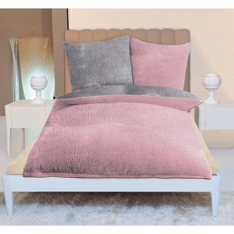 Gözze Tweezijdig te gebruiken overtrekset Superpluis in mt. 135x200 of 155x220 cm Fleece behaaglijk warm in de winter, dekbedovertrek met reversible-look (2-delig) afbeelding 1