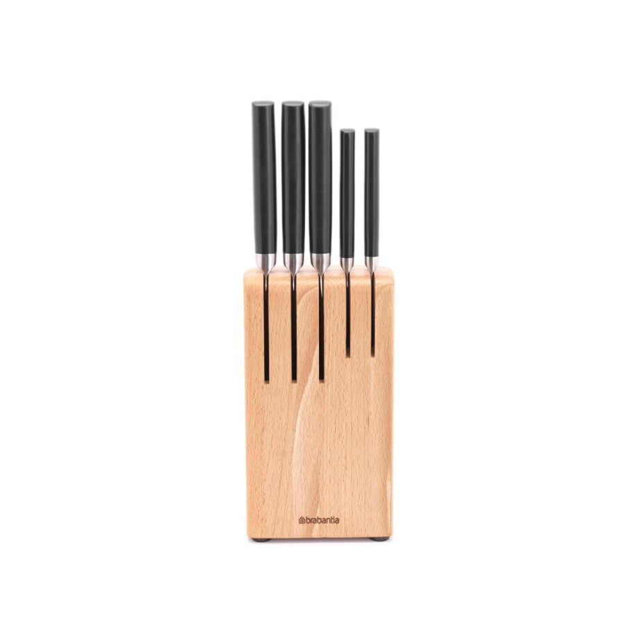 Brabantia Profile messenblok beukenhout met 5 messen afbeelding 