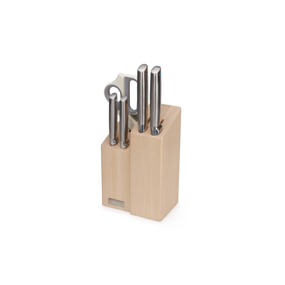 Joseph Joseph Elevate Fusion messen- en scharenset met Beechwood blok (5-delig) afbeelding 