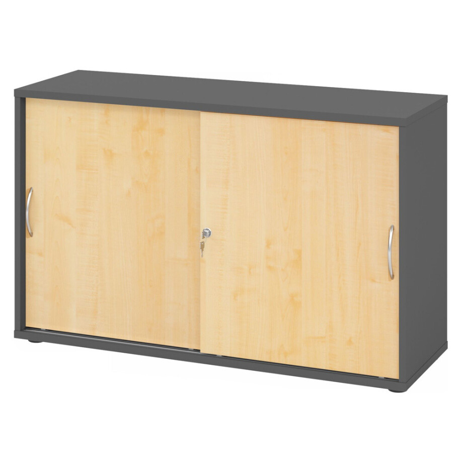 BETA 1752S | Schuifdeurkast | 2 OH - Graphite/Esdoorn Metalen handgreep afbeelding 1