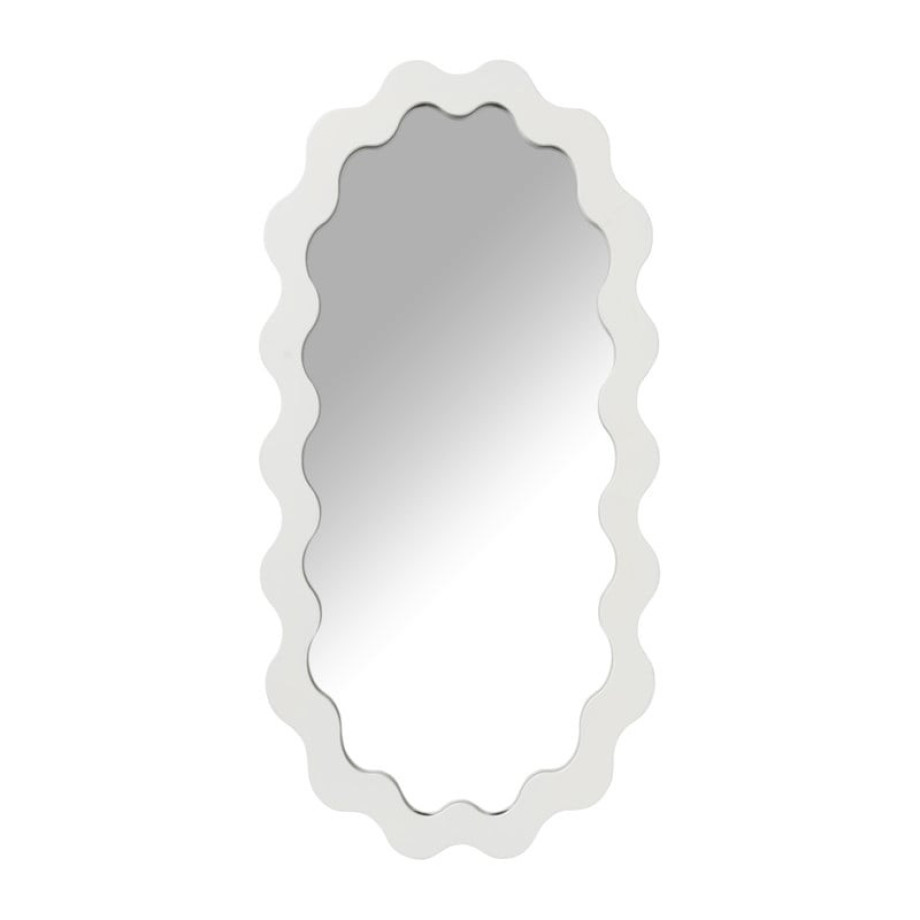 Spiegel met golfrand - wit - 30x60 cm afbeelding 