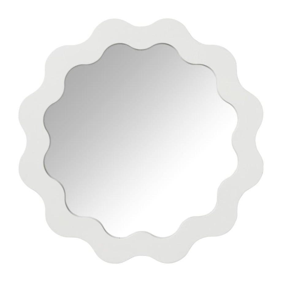 Spiegel met golfrand - wit - ø41 cm afbeelding 