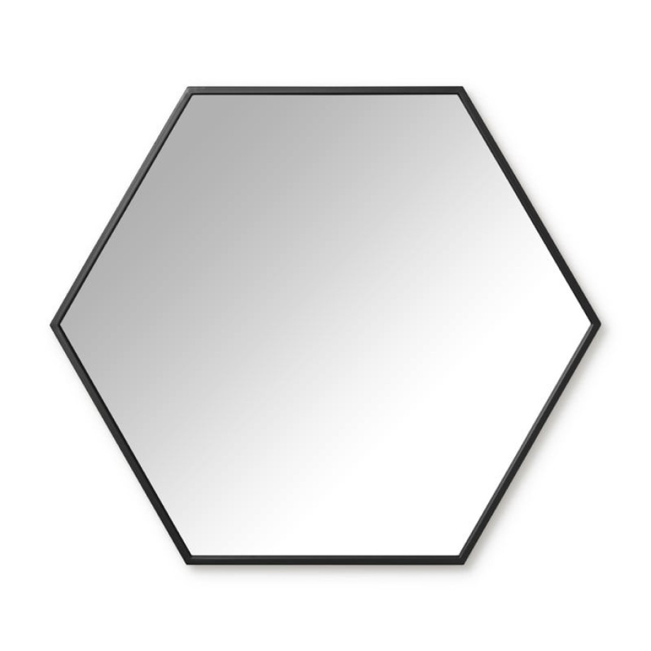 Spiegel hexagon - zwart - 73x63 cm afbeelding 1