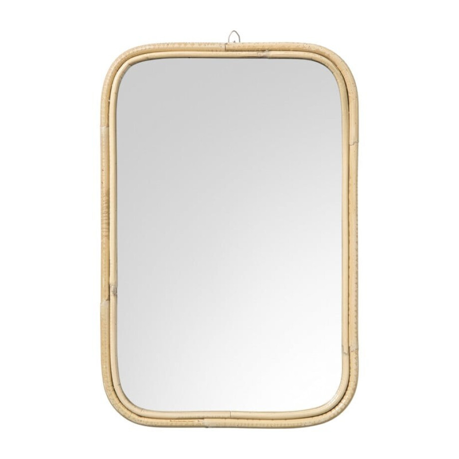 Spiegel met rotan lijst - bruin - 45x30 cm afbeelding 