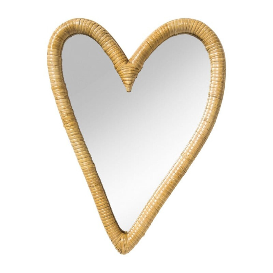 Spiegel rotan hart - bruin - 30x40 cm afbeelding 