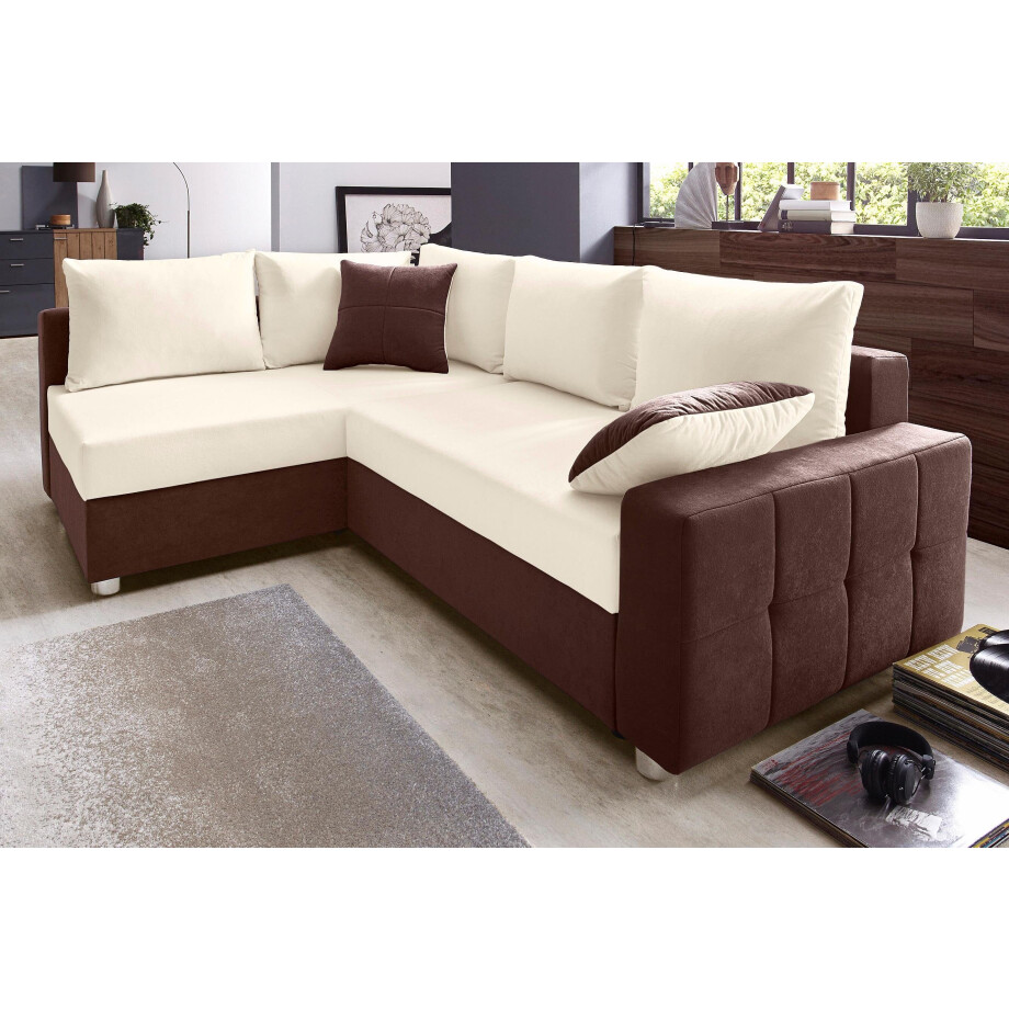 COLLECTION AB Hoekbank Parma L-vorm met slaapfunctie en binnenvering afbeelding 1