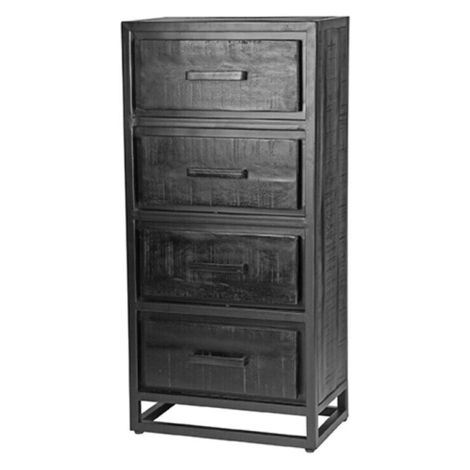 LABEL51 Ladenkast 'Chili' Zwart Mangohout, 105 x 50cm LABEL51 Ladenkast 'Chili' Zwart Mangohout, 105 x 50cm afbeelding 1