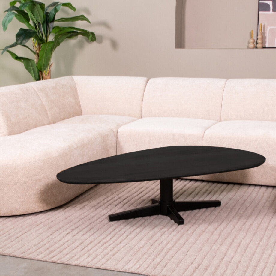 LABEL51 Organische Salontafel 'Rosie' Zwart Mangohout, 140 x 75cm afbeelding 1