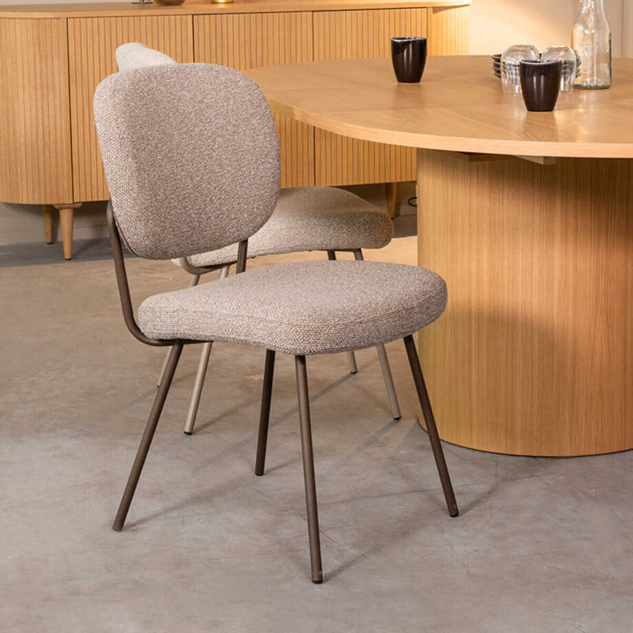 LABEL51 Eetkamerstoel 'Singapore' Bouclé, kleur Grijs/Brons afbeelding 1