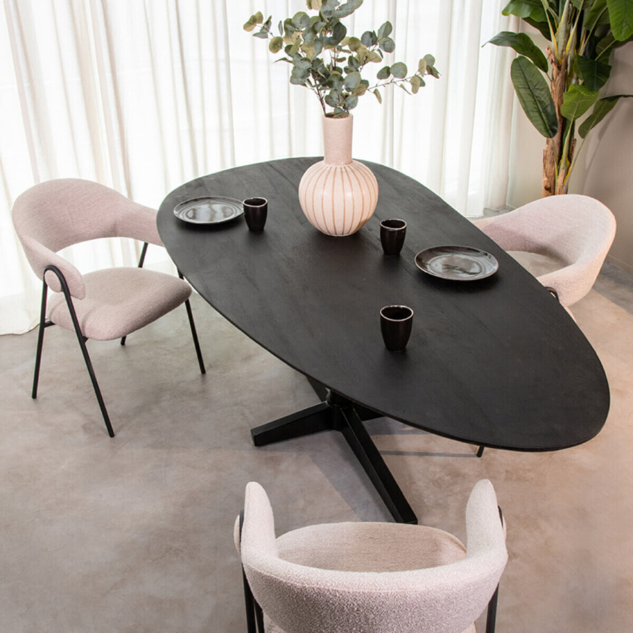 LABEL51 Organische Eettafel 'Rosie' Mangohout, 260 x 110cm, kleur Zwart afbeelding 1