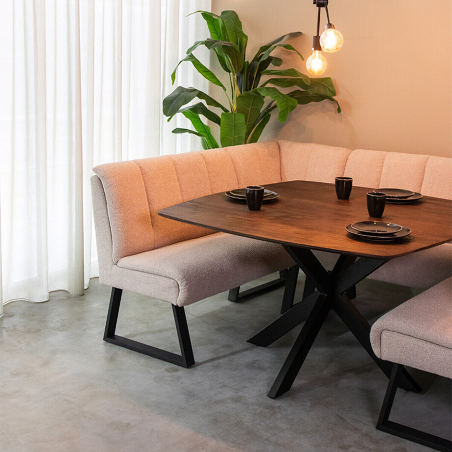 LABEL51 Eettafel 'Blake' Mangohout, 130 x 130cm, kleur Espresso afbeelding 1