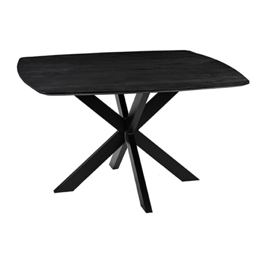 LABEL51 Eettafel 'Blake' Mangohout, 130 x 130cm, kleur Zwart afbeelding 1