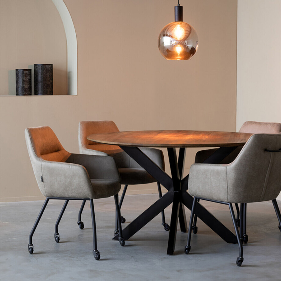 LABEL51 Ronde Eettafel 'Otis' Mangohout, 140cm, kleur Naturel afbeelding 1