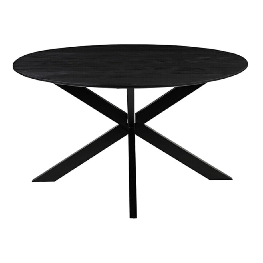 LABEL51 Ronde Eettafel 'Otis' Mangohout, 130cm, kleur Zwart afbeelding 1