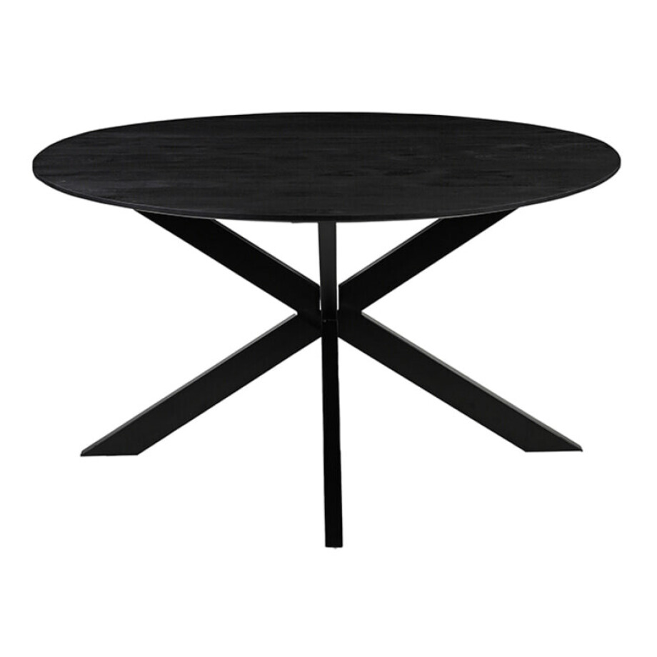 LABEL51 Ronde Eettafel 'Otis' Mangohout, 140cm, kleur Zwart afbeelding 1