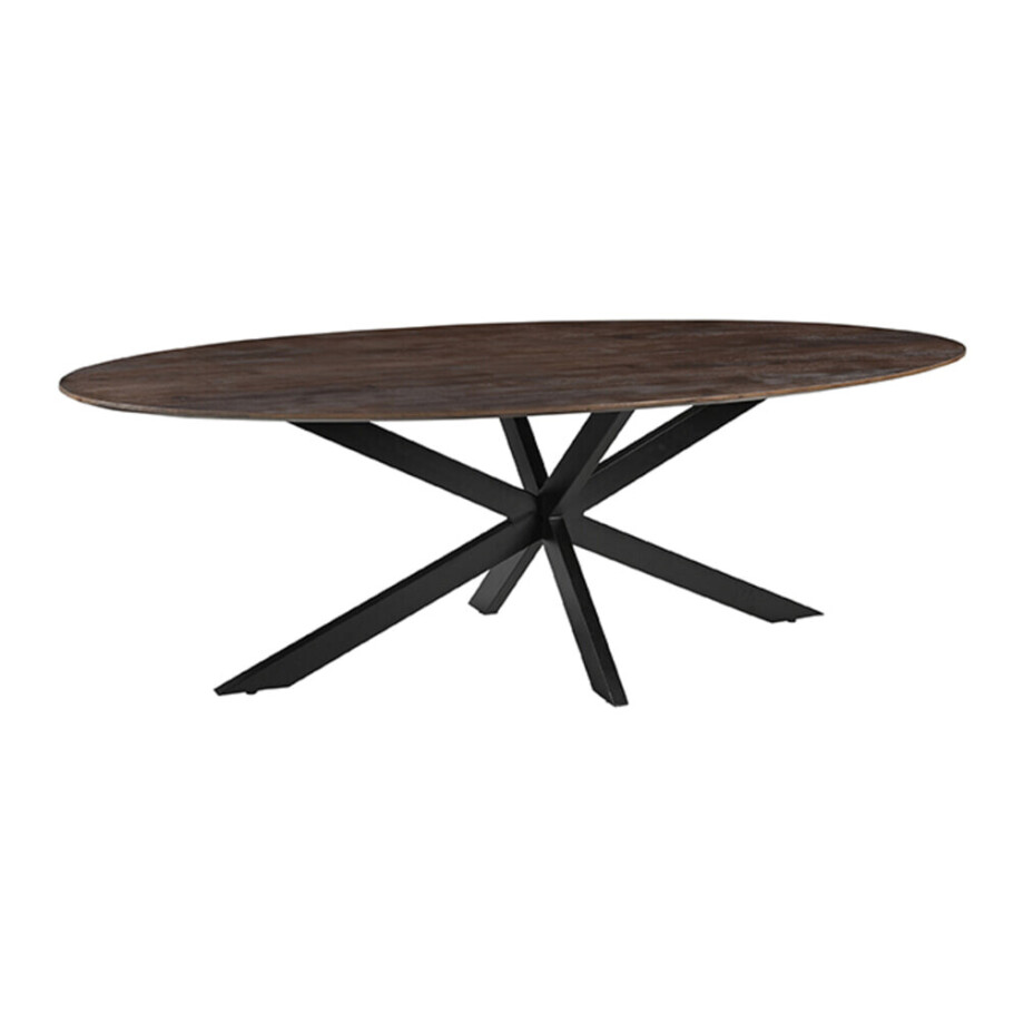 LABEL51 Ovale Eettafel 'James' Mangohout, 210 x 100cm, kleur Espresso afbeelding 1