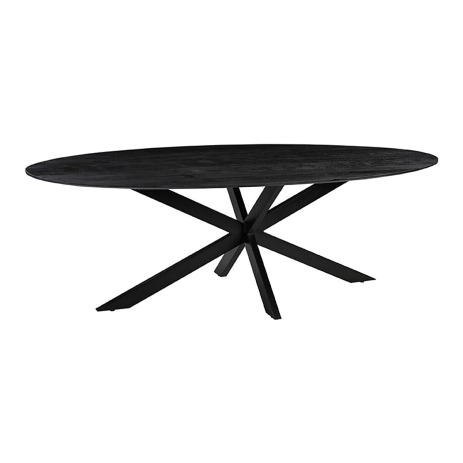 LABEL51 Ovale Eettafel 'James' Mangohout, 240 x 110cm, kleur Zwart afbeelding 1