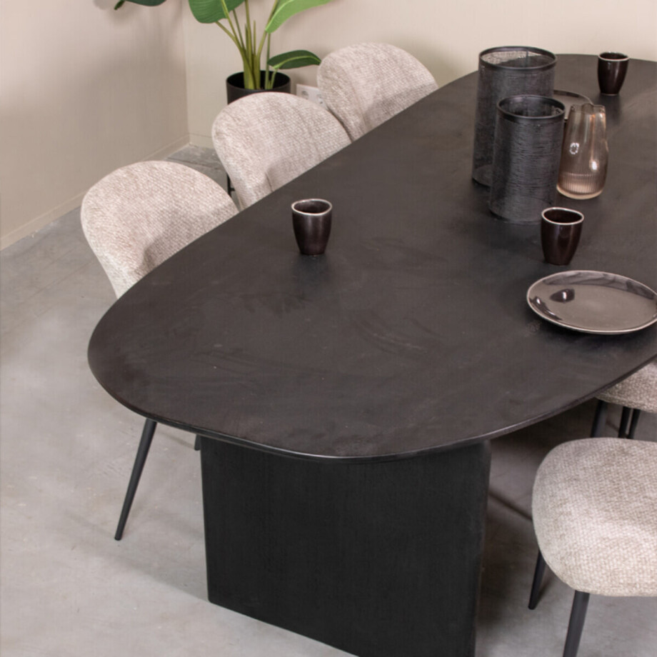 LABEL51 Organische Eettafel 'Cooper' Mangohout, 250 x 110cm, kleur Zwart afbeelding 1