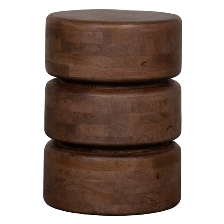 LABEL51 Ronde Bijzettafel 'Milly' Naturel Mangohout, 35cm afbeelding 1
