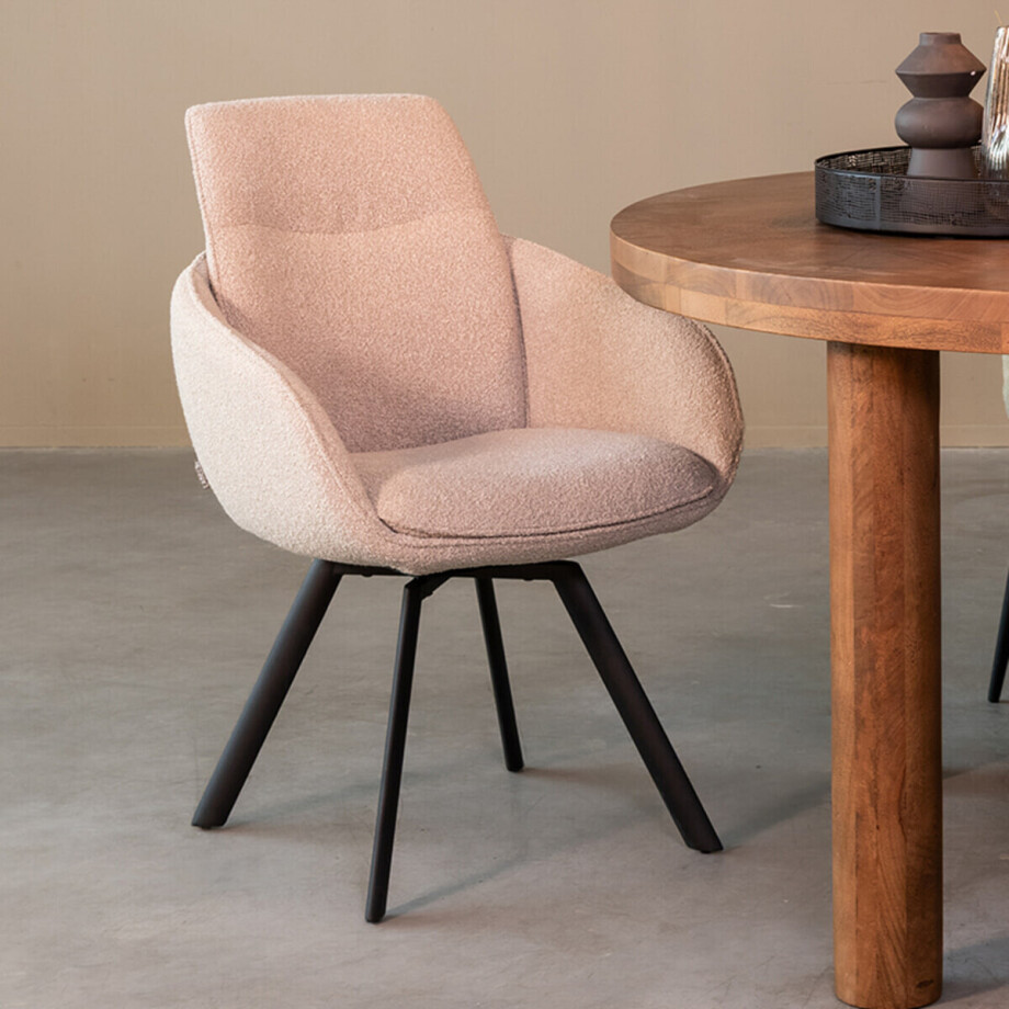 LABEL51 Eetkamerstoel 'Beauty' Bouclé, kleur Naturel afbeelding 1